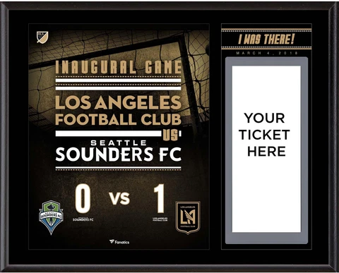 Los Angeles FC 12" x 15" Inaugural Game "I Was There" Ticket Plaque Cover