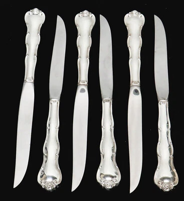 CUCHILLOS PARA CARNE GORHAM RONDO (6) PLATA ESTERLINA 9 1/4" Foto 1 de 4