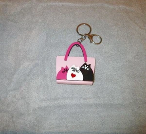 Kitty Cats Handbag Keychain Key Ring Handbag Charm Fam Love Dad Mom Baby Pink - Picture 1 of 6