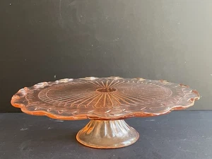 12”  Pink Elegant Glass Pedestal Cake Stand Elevated 3” Tall - Bild 1 von 6