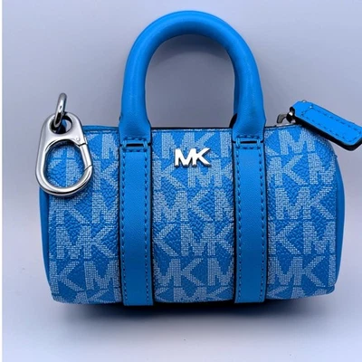 Michael Kors MK Signature Bolso Barril Dije Llavero Azul Blanco Mini Nuevo sin Etiquetas Foto 1 de 4