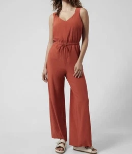 Athleta Savannah Jumpsuit Womens Red Featherweight Wide Leg Tank Top Size 10 - Picture 1 of 17