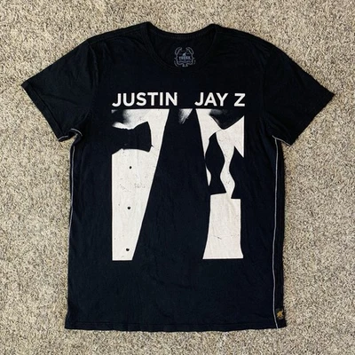Camisa Justin Timberlake Jay Z Adulto Grande Negra Leyendas de Verano Gira 2013 Foto 1 de 4