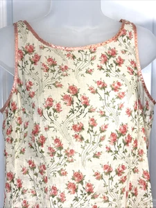 April Cornell Maxikleid 100% Baumwolle Größe S beige mit rosa Rosen Vintage - Bild 1 von 7