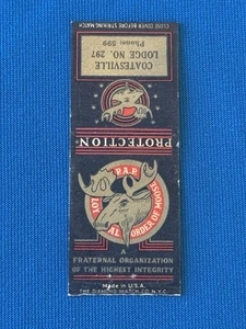 Cubierta de libro de cerillas Loyal Order of Moose Coatesville Lodge #297 de colección #1192 - Imagen 1 de 2