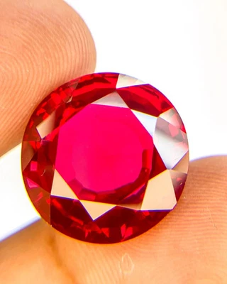 PIGEON BLOOD RED 24.30 CT PERFECT RUBY CORUNDUM ROUND GEMSTONE CHRISTMAS GIFT - Image 1 of 3