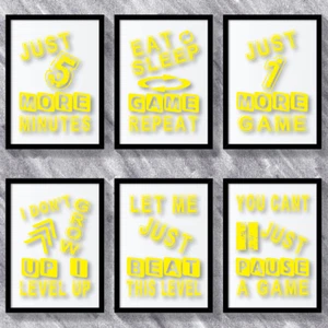Yellow Gaming Prints Boys Bedroom Games Room Poster Gamer Wall Art Bedroom Decor - Picture 1 of 16