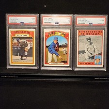 1972 TOPPS TOM SEAVER SET: TOM SEAVER PSA3/BOYHOOD PHOTO PSA4/IN ACTION PSA3.5