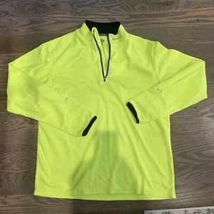Brooks Equilibrium Technology Mens 1/4 Zip L/S. Neon w/REFLECTORS. Sz. L. EUC - Picture 1 of 4