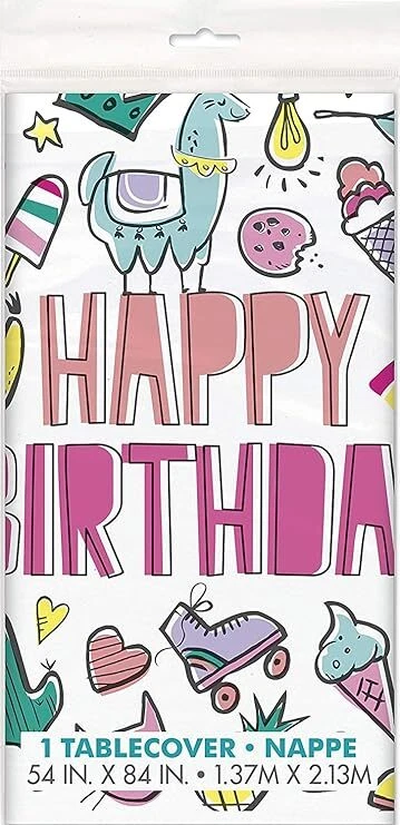 Vibrant Favorite Things Birthday Rectangular Plastic Table Cover (137cm x 213cm) - Image 1 of 1