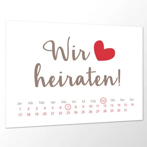 10x Save the Date Karte Wir heiraten taupe rot Hochzeit Vorankündigung Postkarte - Bild 1 von 3