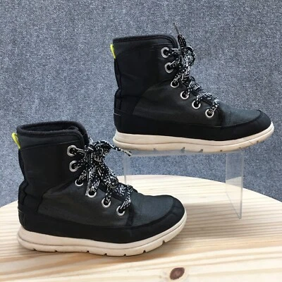 Sorel Boots Womens 6 Explorer 1964 Snow Black Faux Fur Lace Up Ankle Top Casual - Image 1 of 4