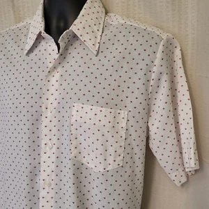 Murphys Mart VTG 70s Mens Short Sleeve Button Up Pattern Shirt Point Collar Sz M - Picture 1 of 7