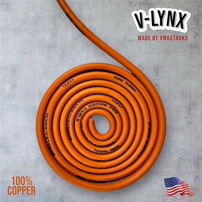 V-LYNX 6 Gauge AWG OFC Orange Power Ground Wire VLYNX Car Audio Solar Sold By The Foot