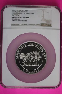 Top Pop Finest Known 1992 PF 69 Ultra Cameo Bermuda Olympic 5 OZ Silver NGC 7096 - Picture 1 of 4