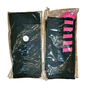 Nuevos 2 pares de calcetines de compresión L/XL negros 1 rayas rosa 1 rayas azules - Imagen 1 de 2