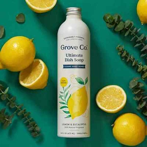Grove Co. Ultimate Dish Soap Refill in Aluminum Bottle - Lemon & Eucalyptus 16oz - Picture 1 of 6