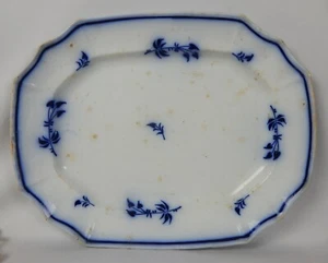 FLOW BLAUE PLATTE ANTIK BLUTENDES HERZ BLUME RECHTECK ENGLAND 13,5" x 10,75" - Bild 1 von 3