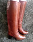 Charles Jordan 18 Equestrian Brown Leather High Heeled Knee High Boots Size 7