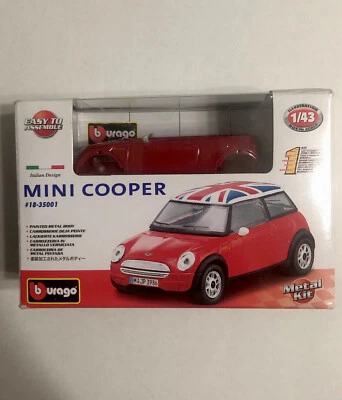 RARE Burago 2001 Mini Cooper 1/43 Model #18-35001 Union Jack - Image 1 of 4