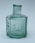 Aqua Glass Sheared Lip Eight Sided Ink Bottle   Shaws Inks Are The Best Lot1