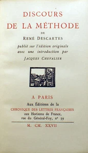 DESCARTES/DISCOURS DE LA METHODE/CHRONIQUES DES LETTRES FRANCAISES/1927 - Bild 1 von 2