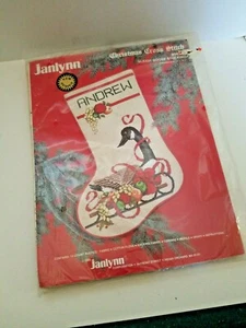 Vintage Janlynn Christmas Sleigh Goose Cross Stitch Stocking Kit Sealed 1988 - Picture 1 of 2