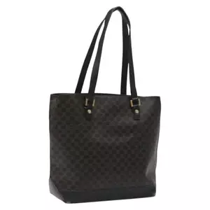 CELINE Macadam Canvas Tote Bag PVC Leather Black Auth BD844 - Picture 1 of 22