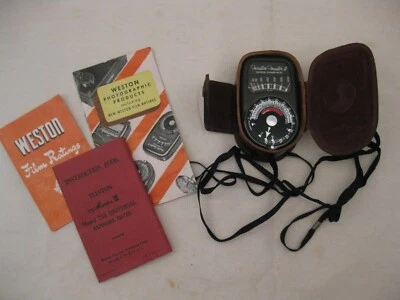 Medidor de exposición a luz Weston Master II 2 con manual, folletos y estuche de cuero Foto 1 de 4