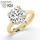 Round Solitaire 18K Yellow Gold Engagement Ring, 4.23 ct,Lab-grown IGI Certified