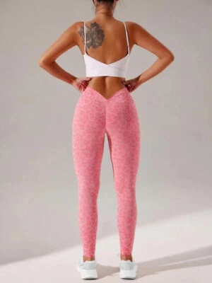 Para mujeres V Espalda Gimnasio Leggings Scrunch Levantamiento de glúteos Corte en V Bajo Entrenamiento Yoga Pantalones Foto 1 de 4