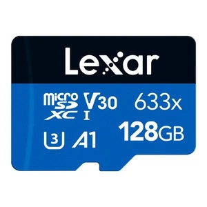 Lexar 633x 128GB Micro SD Card, microSDXC UHS-I Card + SD Adapter, microSD - Picture 1 of 5