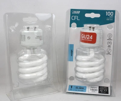 2 Feit Electric CFL GU24 Twist Lock Base 100 Watt bulbDaylight - Image 1 of 4