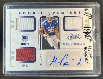 2020 Absolute Michael Pittman Jr Rookie Premiere Triple Patch Auto RC #207/399 - Image 1 of 2
