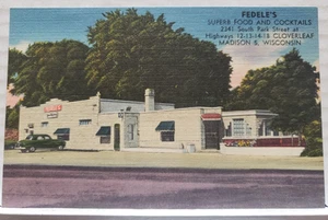 Postkarte Madison Wisconsin WI Fedele's Essen Cocktails South Park Street 1940er - Bild 1 von 3