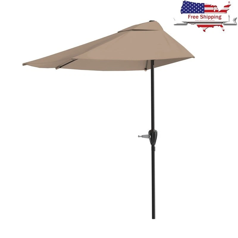 Sombrilla de medio patio de 9 pies sombra de mercado balcón porche cubierta manivela costillas de acero nuevo Foto 1 de 4