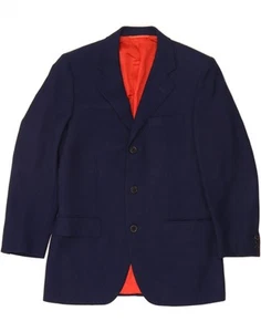 ETRO Mens 3 Button Blazer Jacket IT 48 Medium Navy Blue Cotton AP01 - Picture 1 of 3
