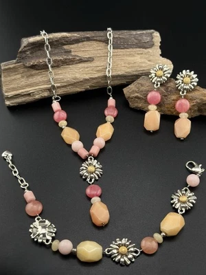 Juego de collar, pulsera y pendientes Brighton PARADISE GARDEN rosa y naranja Y Foto 1 de 4