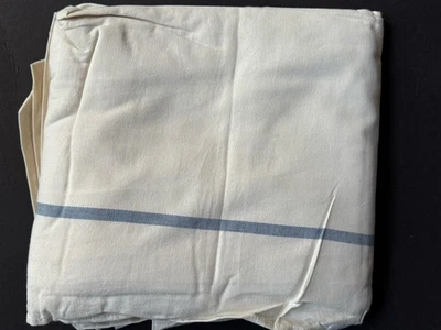 NEW Defect RALPH Lauren *Cote D’Azur QUEEN FLAT SHEET STRIPE Cream Blue STRIPED - Image 1 of 4