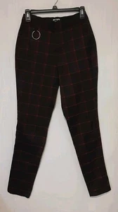 Hot Topic schwarz & rot karierte Hose spitz zulaufendes Bein, Seitentaschen Damen Small  - Bild 1 von 8