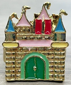 Fairytale Fantasy Pretty Princess Castle Pastel Enamel Gold Tone Ring SZ 6.25 - Picture 1 of 10