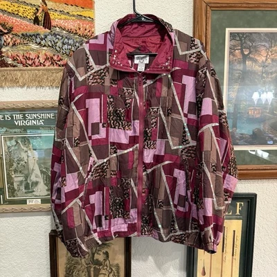 Vintage 80s/90s Cervelle Silk Windbreaker Track Jacket Women's Size 2XL - Imagem 1 de 4