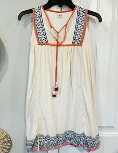 LALi Girls Size 8 Sleeveless Coral Blue Cream Dress - Picture 1 of 6