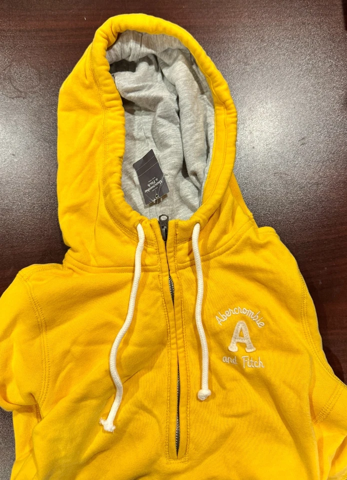 NUEVO CON ETIQUETAS Sudadera con Capucha Abercrombie & Fitch Para Mujer XS Cremallera Completa Amarilla De Colección Extra Pequeña Foto 1 de 1