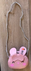Pink Bunny Zippered Crossbody Purse with Braided Strap - Picture 1 of 5