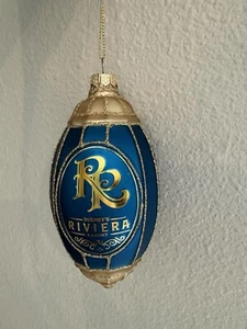 Disney Riviera Resort Exclusive Mickey Minnie Blown Glass Blue Gold Ornament - Picture 1 of 3