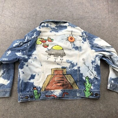 Chaqueta LEE Vintage Mujer XL Denim Bolsillos Lavado Ácido Jean Trucker Arte Personalizado Foto 1 de 4
