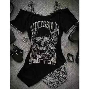 American Vintage bedruckte T-Shirts Damen Punk Kurzarm T-Shirts weibliche Subkultur - Bild 1 von 37