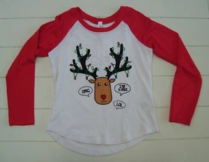 Girls Love Peace & Lip Gloss Christmas Reindeer OMG I LOVE XMAS LOL Shirt Sz 5 - Picture 1 of 3