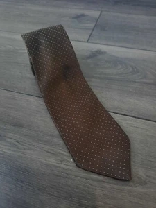 Vintage Brittania Mens Formal Neck Tie Brown. Blue dots - Picture 1 of 3